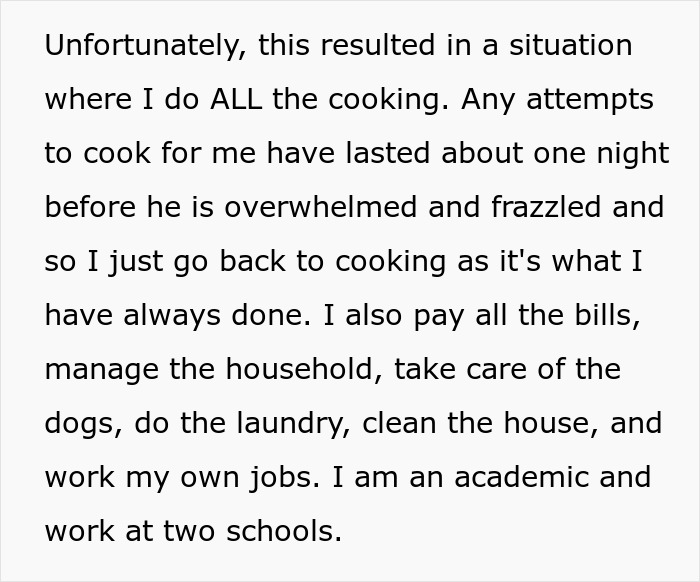 Woman Is Sick Of Catering To Husband’s “Mysterious Symptoms”, Starts Cooking Only For Herself