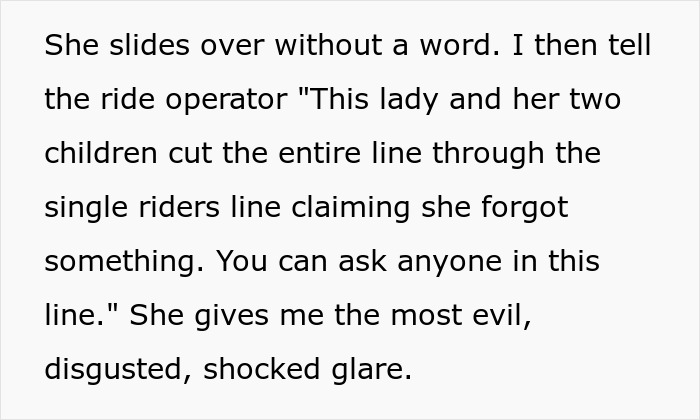 Mom’s Line-Cutting Exploits Backfire As Whole Crowd Unites To Ensure Her Family Misses The Ride