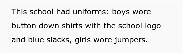 Text on a page describing school uniform dress code for boys and girls.