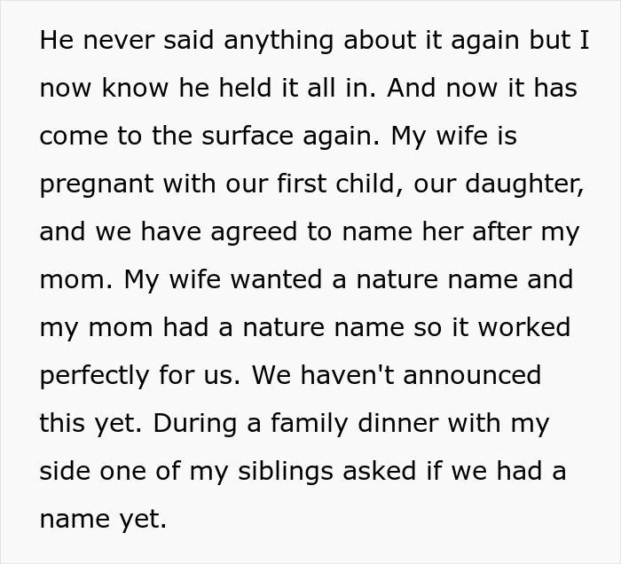 Text discussing dad's feelings about naming their child.