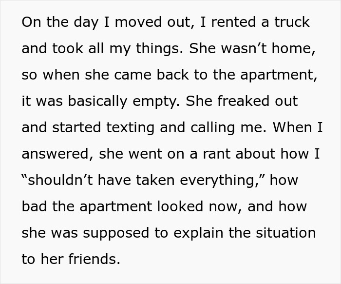 Woman Is Mad After Roommate Takes Everything He Bought Upon Being Kicked Out, Gets A Reality Check