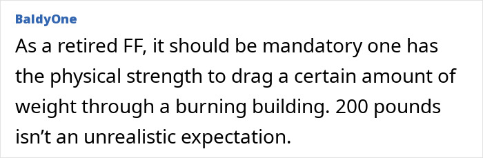 Text discussing physical strength requirements for female firefighter leaders.