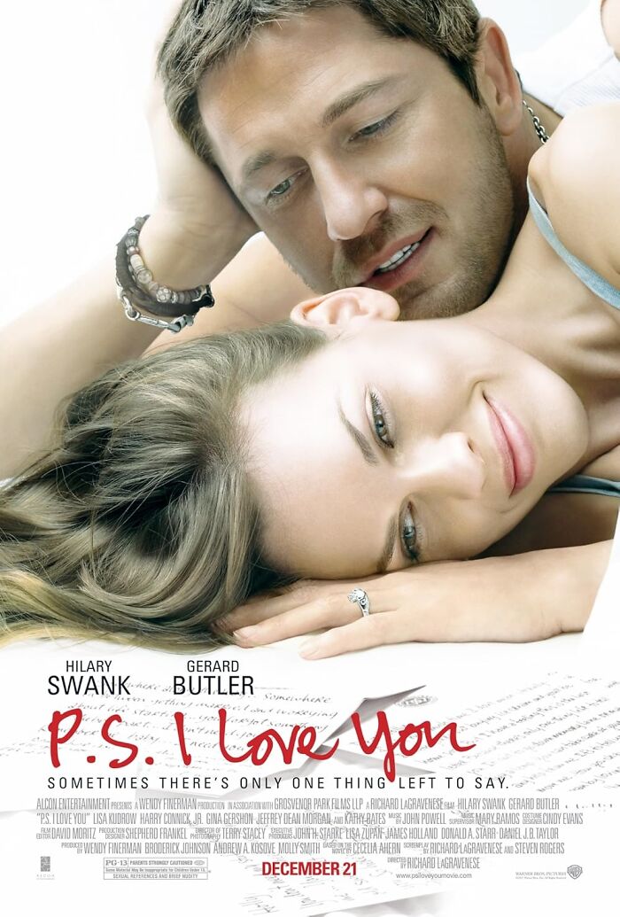 "P.S. I Love You movie poster featuring a couple embracing, highlighting tear-jerking films."