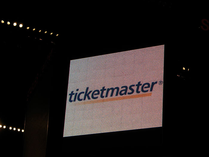 "Ticketmaster screen display, related to common scams in America."