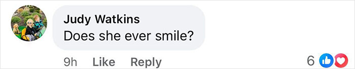 Facebook comment on Melania Trump's portrait questioning her smile.