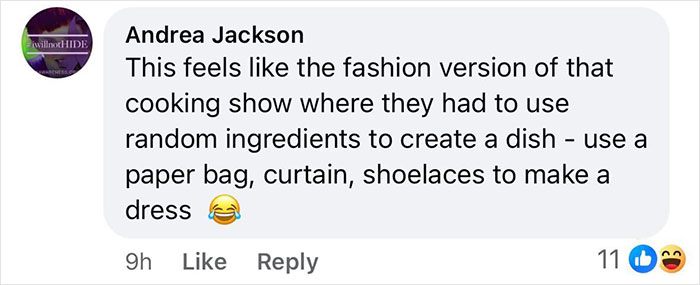 Comment joking about Kendall Jenner's Paris Fashion Week dress, comparing it to a mix of random items.