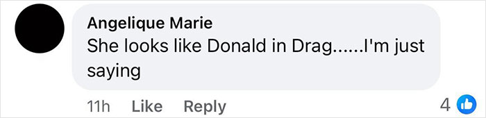 Comment on Melania Trump's portrait, comparing her to Donald in drag.