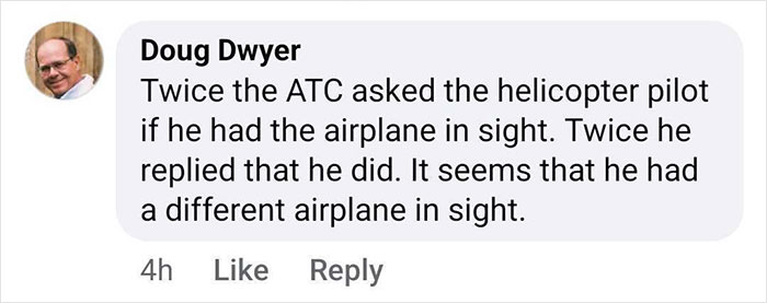 Doug Dwyer's comment on fewer ground lights visible in DC plane crash theory discussion.