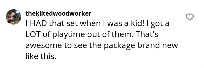 A user comments on a viral story about finding a decades-old Christmas gift, sharing nostalgia for a similar childhood toy.