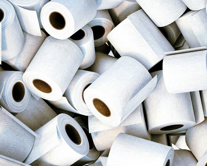 Multiple rolls of toilet paper piled together, highlighting expensive items worth spending money on.