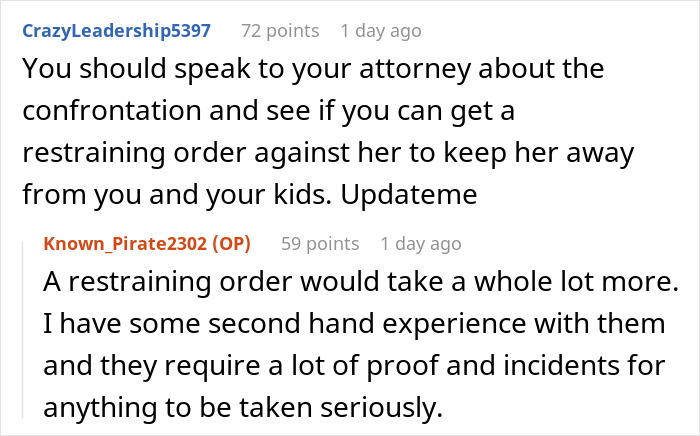 Reddit comments discussing legal actions related to confrontation over a bracelet gifted on 30th birthday.