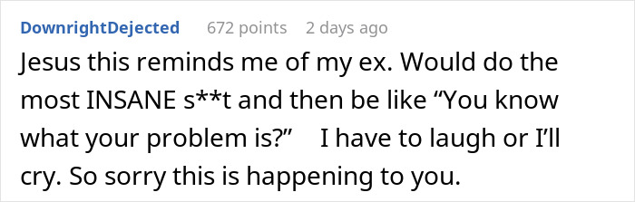 Commenter empathizing with woman who discovered her boyfriend\'s fake friend group, sharing a personal experience.