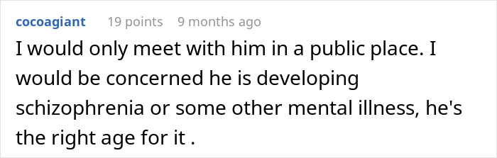 Comment discussing concern for someone's mental health in a public setting.