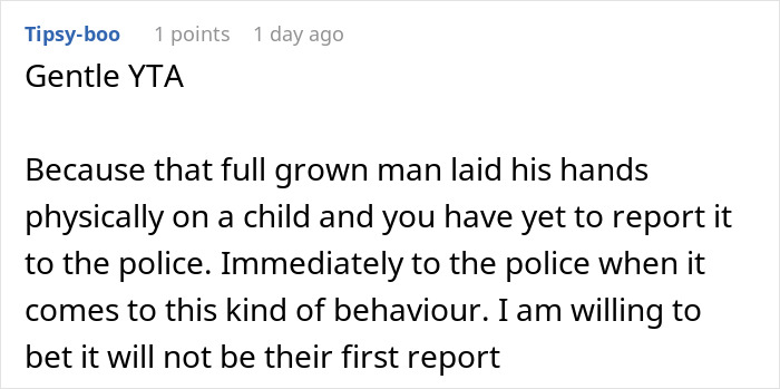 Reddit comment discussing an incident involving girlfriend's stepbrother and advice to report it to the police.