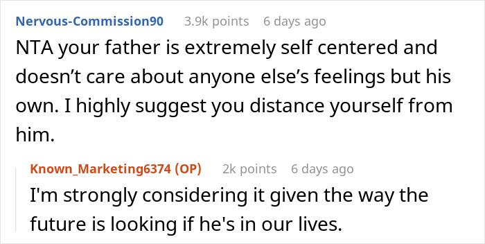 Online discussion about dad and emotional grief between children, highlighting family dynamics.