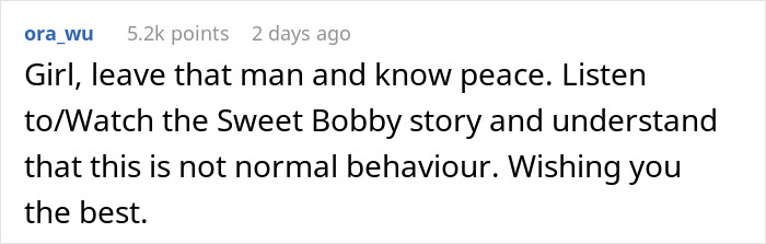 Comment about a woman discovering her boyfriend\'s fake friend group, suggesting she find peace.