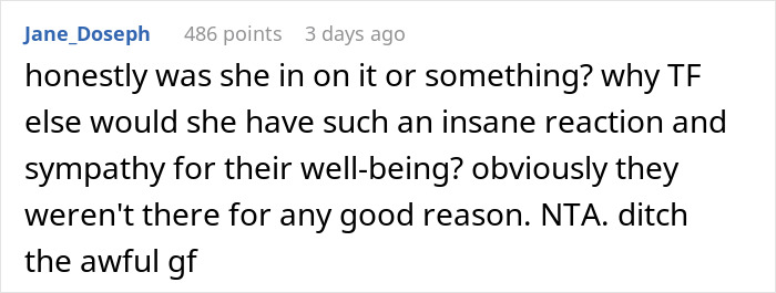 Online comment defending decision to threaten intruders, questioning someone's reaction and loyalty.