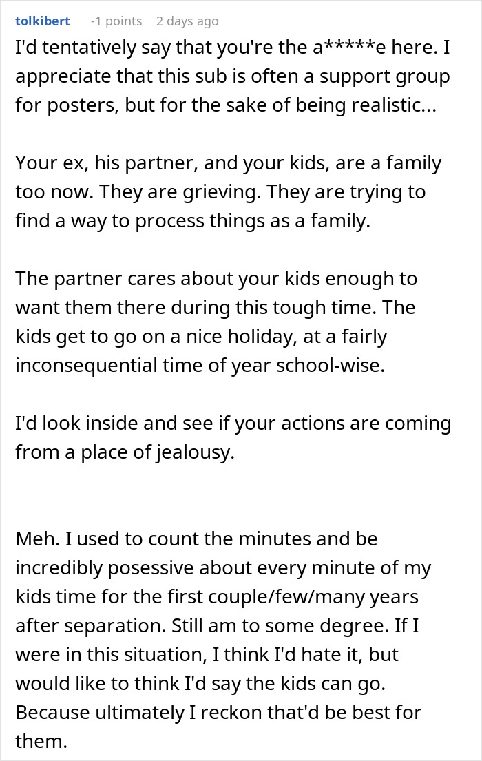 Reddit comment discussing a woman's feelings of betrayal and conflict with her ex-husband and former friend.