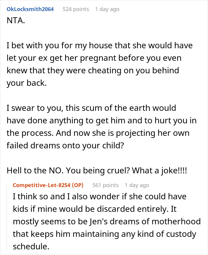 “AITA For Telling My Ex’s Sterile Affair Partner To Have Her Own Daughter?”