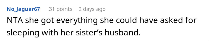 Comment on relationship consequences involving sister's husband.