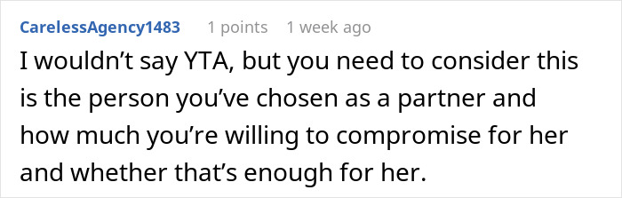 Comment on partner compromise in vegetarian meal prep discussion.