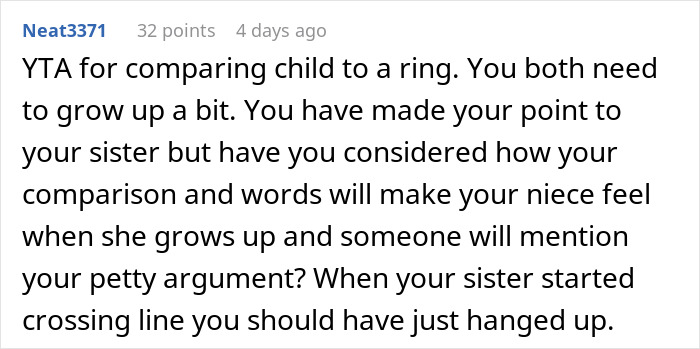 Reddit comment discussing a debate about the reality of a baby.