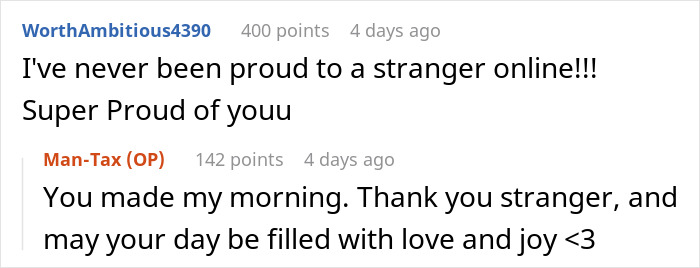 Reddit comments showing support and encouragement for a person's positive life change.