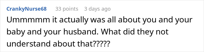 Comment from CrankyNurse68 discussing a woman refusing to hide pregnancy at her wedding.