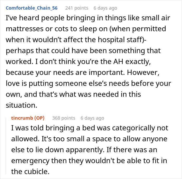 Reddit comments discussing a man's decision not to stay with his wife after her C-section.