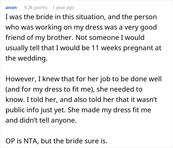 Text about a wedding dress fitting issue, causing family feud with bridal shop owner.