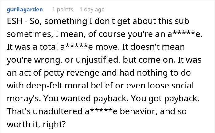 Reddit comment discussing respect and rules with a critical tone.