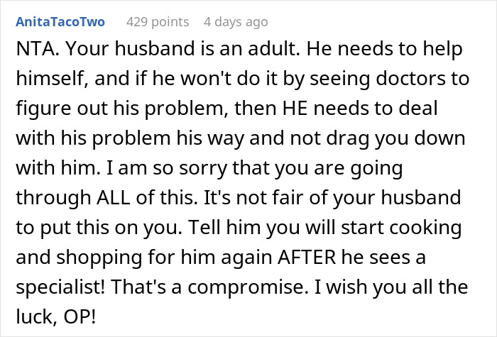 Woman Is Sick Of Catering To Husband’s “Mysterious Symptoms”, Starts Cooking Only For Herself