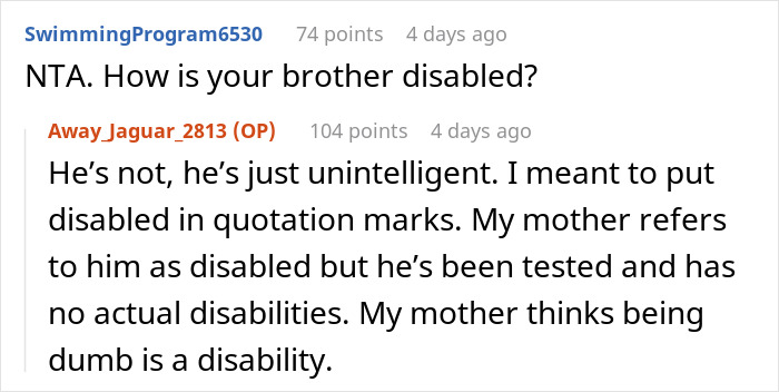 “Being Dumb Is A Disability”: Woman Cuts Parents Off After They Leave Everything To “Disabled” Son