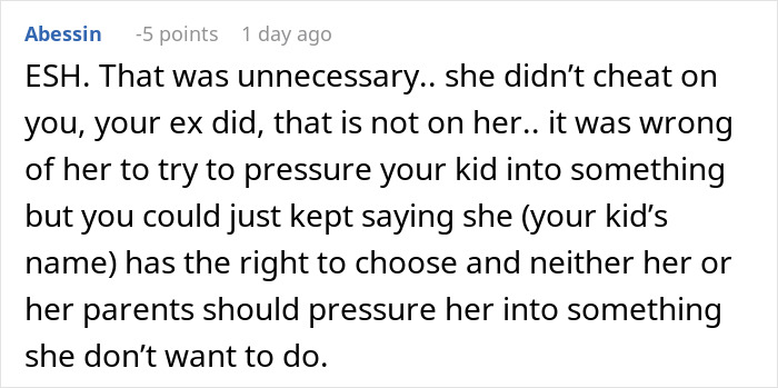 “AITA For Telling My Ex’s Sterile Affair Partner To Have Her Own Daughter?”