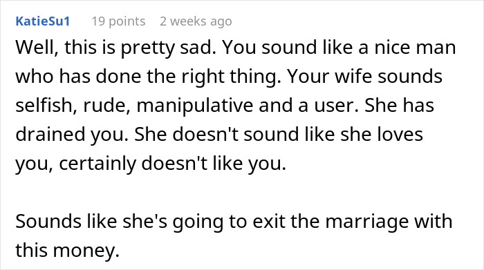 Husband Supports Wife For 22 Years, Gets Nothing In Return After She Receives Big Inheritance