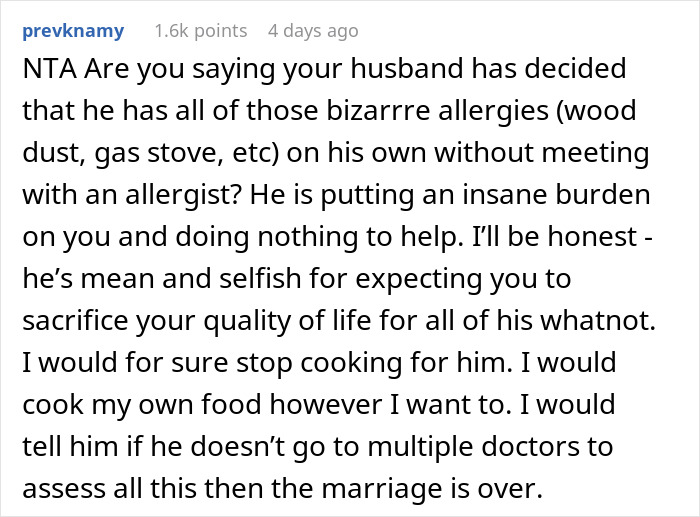 Woman Is Sick Of Catering To Husband’s “Mysterious Symptoms”, Starts Cooking Only For Herself