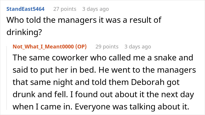 Reddit thread discussing coworker fired after ambulance call incident.