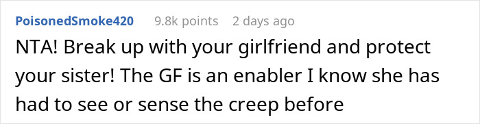 Comment advising breakup due to girlfriend's enabling behavior.