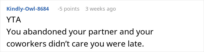 Reddit comment about leaving partner because of OCD, stating it's unfair and coworkers were indifferent to lateness.