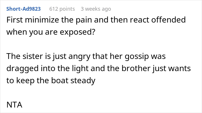 Reddit comment discussing a pregnant woman's mean comment about her sister's miscarriage, with user feedback.