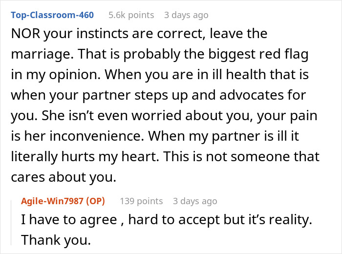 “I Want To Divorce Her”: Man Feels Abandoned After Wife Dismissed His Serious Symptoms