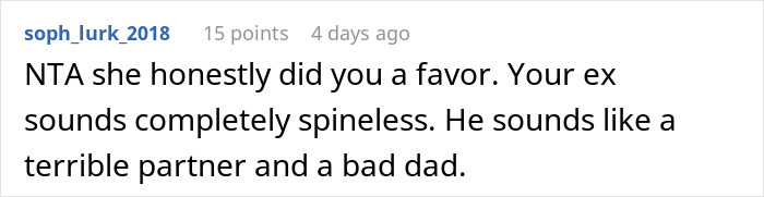 Reddit comment discussing a teen's relationship issues with her dad's ex-girlfriend and new girlfriend.