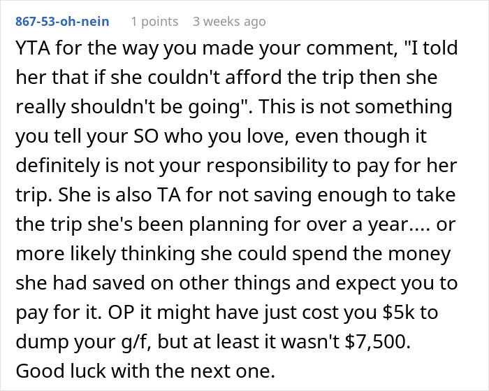 Man Gets A Harsh Reality Check Online After Venting About GF Using Him To Fund Her Trip