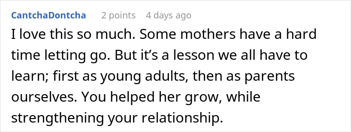 Reddit comment praising personal growth in relationships, with focus on couple's experience.