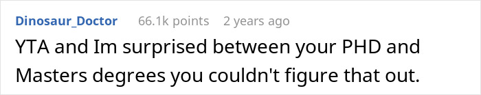 Reddit comment criticizing a person with advanced degrees; related to college funding issues.