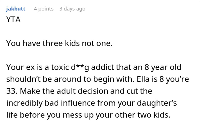 Reddit comment criticizing a father's decision regarding his daughter's adoption.