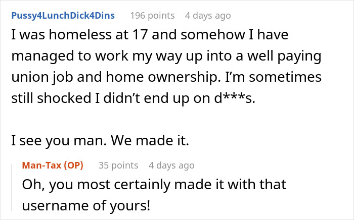 Reddit comment thread on overcoming homelessness and becoming a surgical assistant.