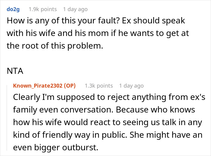 Discussion on ex-MIL's gift to woman causing tension with ex's new wife.