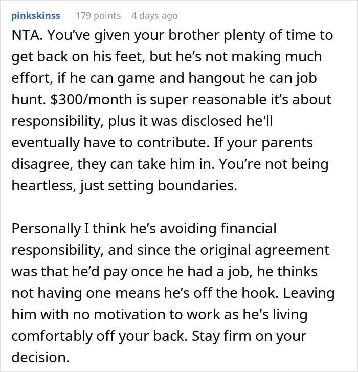 Discussion on a woman charging her brother rent, addressing family claims of her being heartless, text from social media post.