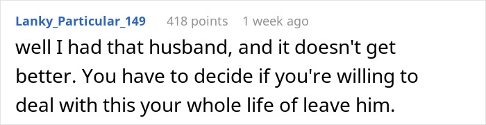 Comment on husband behavior, discussing challenges faced by a new mom dealing with overwhelming situations.